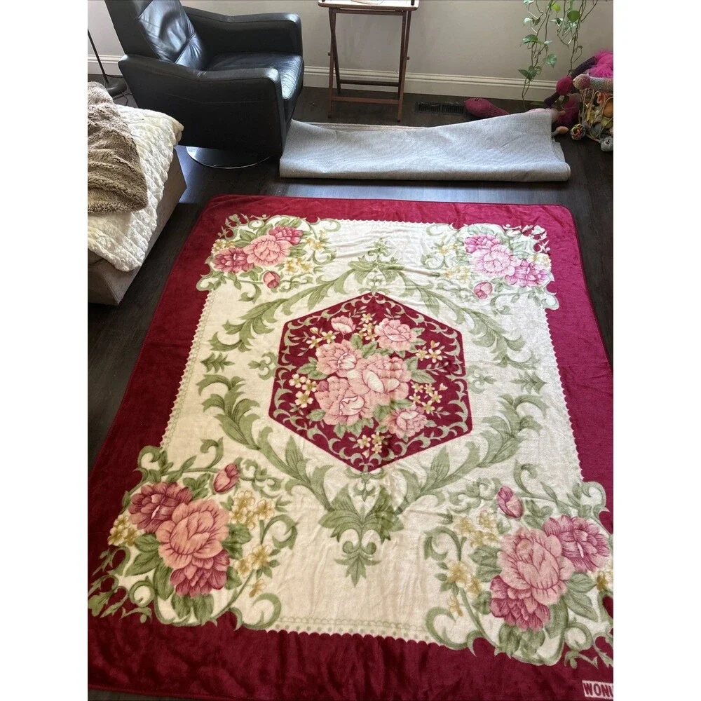 Vtg. Stellamor WONU Fleece Safari Blanket 78